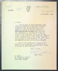 Letter to the Arts Council from Department of the Taoiseach